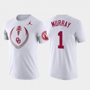 Men's Oklahoma Sooners #1 Kyler Murray White Performance Football Icon T-Shirt 263125-778