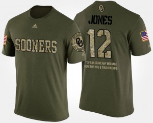 Men's Oklahoma Sooners #12 Landry Jones Camo Short Sleeve With Message Military T-Shirt 792705-697