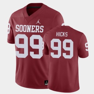 Men's Oklahoma Sooners #99 Marcus Hicks Crimson Game College Football Jersey 585568-614
