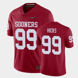 Men's Oklahoma Sooners #99 Marcus Hicks Crimson Playoff Game College Football Jersey 212235-677