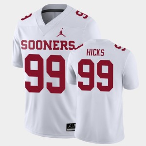 Men's Oklahoma Sooners #99 Marcus Hicks White Game College Football Jersey 618082-524