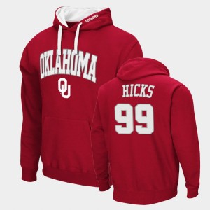 Men's Oklahoma Sooners #99 Marcus Hicks Crimson Pullover Arch & Logo 2.0 Hoodie 369027-190