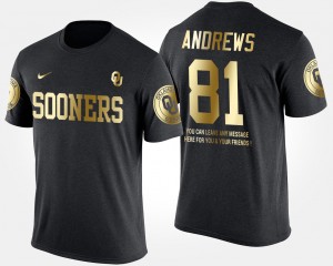 Men's Oklahoma Sooners #81 Mark Andrews Black Short Sleeve With Message Gold Limited T-Shirt 409964-660