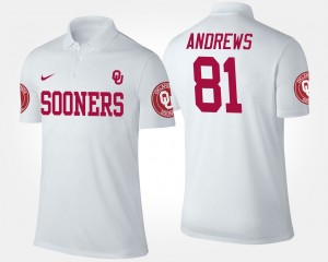 Men's Oklahoma Sooners #81 Mark Andrews White Name and Number Polo 785526-869