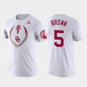 Men's Oklahoma Sooners #5 Marquise Brown White Performance Football Icon T-Shirt 320027-349