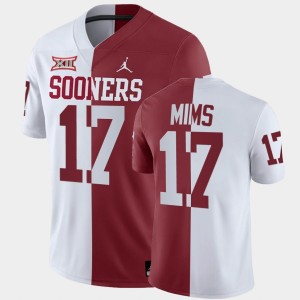 Men's Oklahoma Sooners #17 Marvin Mims White Crimson Split Jersey 189641-952