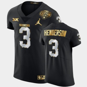 Men's Oklahoma Sooners #3 Mikey Henderson Black Golden Edition 2020 Cotton Bowl Jersey 122175-722