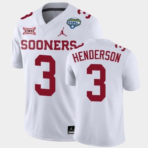 Men's Oklahoma Sooners #3 Mikey Henderson White Game College Football 2020 Cotton Bowl Classic Jersey 158938-923