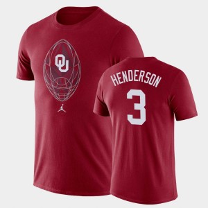 Men's Oklahoma Sooners #3 Mikey Henderson Crimson Legend Football Icon T-Shirt 450455-298