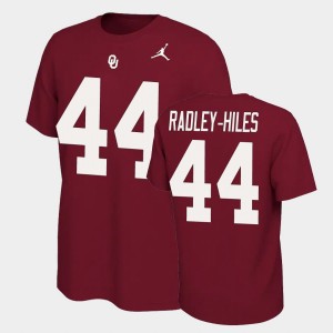 Men's Oklahoma Sooners #44 Brendan Radley-Hiles Crimson Name & Number Retro Name and Number T-Shirt 941882-239