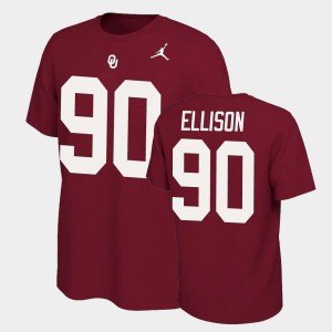 Men's Oklahoma Sooners #90 Josh Ellison Crimson Name & Number Retro Name and Number T-Shirt 660998-231