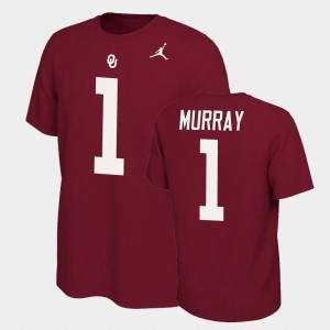 Men's Oklahoma Sooners #1 Kyler Murray Crimson Name & Number Retro Name and Number T-Shirt 327637-974
