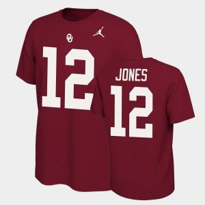 Men's Oklahoma Sooners #12 Landry Jones Crimson Name & Number Retro Name and Number T-Shirt 413266-116