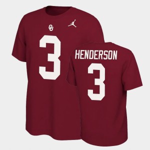 Men's Oklahoma Sooners #3 Mikey Henderson Crimson Name & Number Retro Name and Number T-Shirt 897428-730