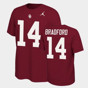 Men's Oklahoma Sooners #14 Sam Bradford Crimson Name & Number Retro Name and Number T-Shirt 279988-704