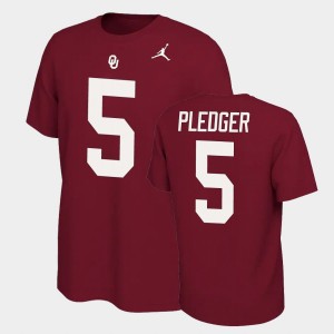 Men's Oklahoma Sooners #5 T.J. Pledger Crimson Name & Number Retro Name and Number T-Shirt 265535-575