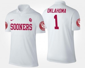 Men's Oklahoma Sooners #1 White No.1 Short Sleeve Name and Number Polo 339938-630