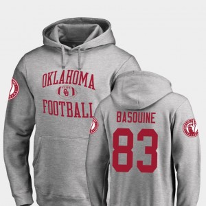 Men's Oklahoma Sooners #83 Nick Basquine Ash College Football Neutral Zone Hoodie 718017-243