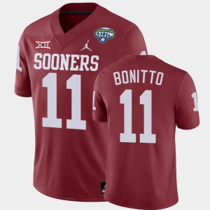 Men's Oklahoma Sooners #11 Nik Bonitto Crimson Game College Football 2020 Cotton Bowl Classic Jersey 302709-414