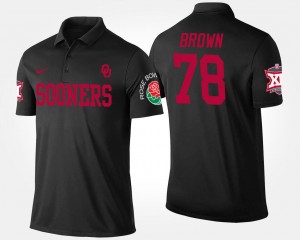 Men's Oklahoma Sooners #78 Orlando Brown Black Big 12 Conference Rose Bowl Name and Number Bowl Game Polo 317629-746