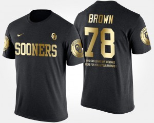 Men's Oklahoma Sooners #78 Orlando Brown Black Short Sleeve With Message Gold Limited T-Shirt 896122-338