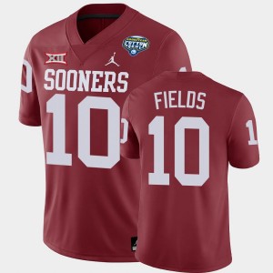 Men's Oklahoma Sooners #10 Pat Fields Crimson Game College Football 2020 Cotton Bowl Classic Jersey 901902-952