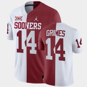 Men's Oklahoma Sooners #14 Reggie Grimes White Crimson Split Jersey 652448-131