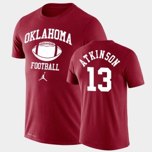 Men's Oklahoma Sooners #13 Colt Atkinson Crimson Lockup Legend Performance Retro Football T-Shirt 200443-892