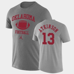 Men's Oklahoma Sooners #13 Colt Atkinson Heathered Gray Lockup Legend Performance Retro Football T-Shirt 993192-736