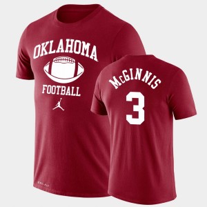 Men's Oklahoma Sooners #3 Connor McGinnis Crimson Lockup Legend Performance Retro Football T-Shirt 935467-207