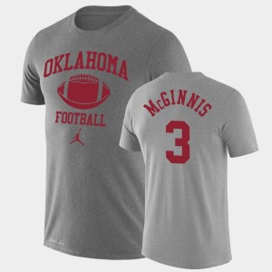 Men's Oklahoma Sooners #3 Connor McGinnis Heathered Gray Lockup Legend Performance Retro Football T-Shirt 773449-803