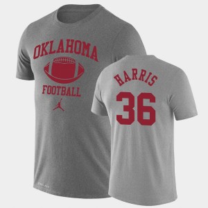 Men's Oklahoma Sooners #36 Isaiah Harris Heathered Gray Lockup Legend Performance Retro Football T-Shirt 431472-671