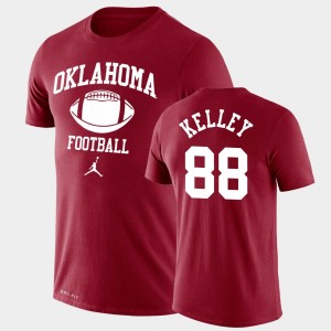 Men's Oklahoma Sooners #88 Jordan Kelley Crimson Lockup Legend Performance Retro Football T-Shirt 258163-648