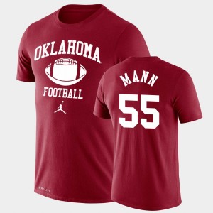 Men's Oklahoma Sooners #55 Kenneth Mann Crimson Lockup Legend Performance Retro Football T-Shirt 297843-233