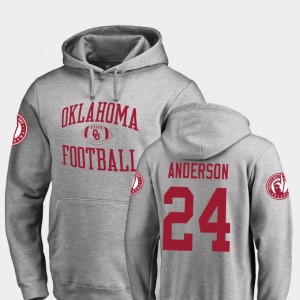 Men's Oklahoma Sooners #24 Rodney Anderson Ash College Football Neutral Zone Hoodie 297890-795