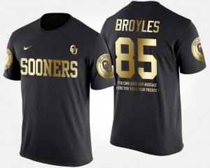 Men's Oklahoma Sooners #85 Ryan Broyles Black Short Sleeve With Message Gold Limited T-Shirt 816953-222