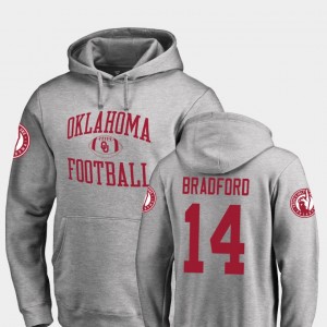 Men's Oklahoma Sooners #14 Sam Bradford Ash College Football Neutral Zone Hoodie 255357-517