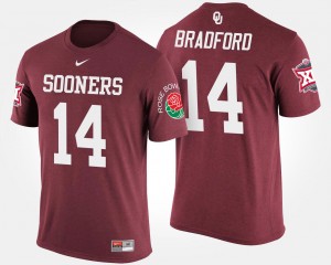 Men's Oklahoma Sooners #14 Sam Bradford Crimson Big 12 Conference Rose Bowl Bowl Game T-Shirt 960036-211