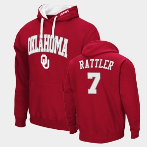 Men's Oklahoma Sooners #7 Spencer Rattler Crimson Pullover Arch & Logo 2.0 Hoodie 439628-265