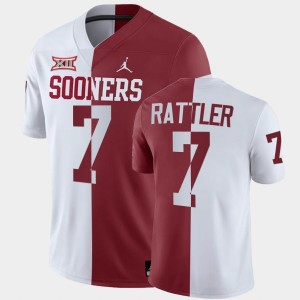 Men's Oklahoma Sooners #7 Spencer Rattler White Crimson Split Jersey 923256-833