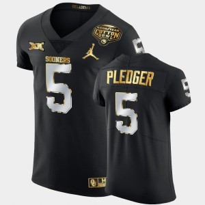 Men's Oklahoma Sooners #5 T.J. Pledger Black Golden Edition 2020 Cotton Bowl Jersey 142607-535
