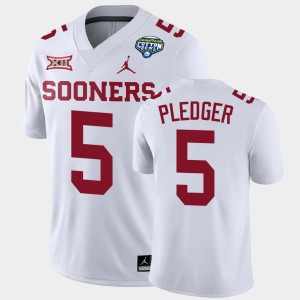 Men's Oklahoma Sooners #5 T.J. Pledger White Game College Football 2020 Cotton Bowl Classic Jersey 158806-870