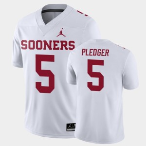 Men's Oklahoma Sooners #5 T.J. Pledger White Football Game Jersey 496019-475