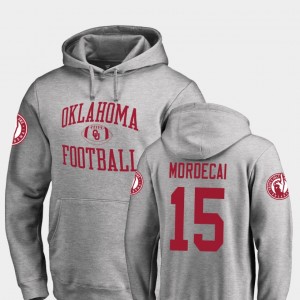 Men's Oklahoma Sooners #15 Tanner Mordecai Ash College Football Neutral Zone Hoodie 828519-977