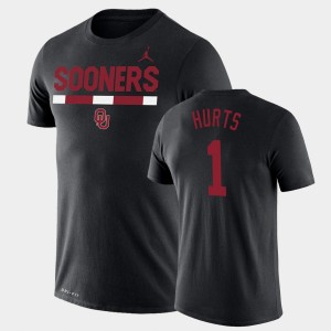 Men's Oklahoma Sooners #1 Jalen Hurts Black Legend Performance Jordan Brand Team DNA T-Shirt 371151-575