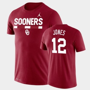 Men's Oklahoma Sooners #12 Landry Jones Crimson Legend Performance Jordan Brand Team DNA T-Shirt 884014-217