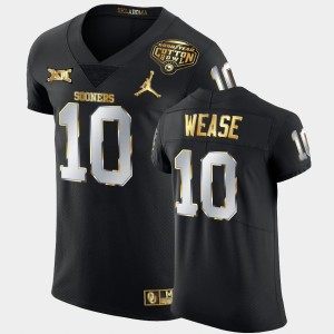 Men's Oklahoma Sooners #10 Theo Wease Black Golden Edition 2020 Cotton Bowl Jersey 638595-805