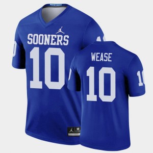 Men's Oklahoma Sooners #10 Theo Wease Blue Football Legend Jersey 739335-643