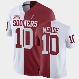 Men's Oklahoma Sooners #10 Theo Wease White Crimson Split Jersey 607090-128