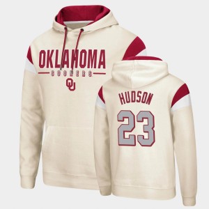 Men's Oklahoma Sooners #23 Todd Hudson Cream Pullover Fortress Hoodie 478434-552